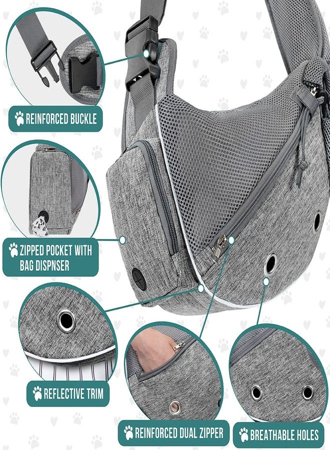 PetAmi Dog Sling Carrier for Small Dogs, Puppy Carrier Sling Purse, Dog Bags for Traveling, Carrying Bag to Wear Medium Cat, Adjustable Crossbody Pet Sling Travel, Poop Bag Dispenser, Max 5 lbs, Gray - Image 4